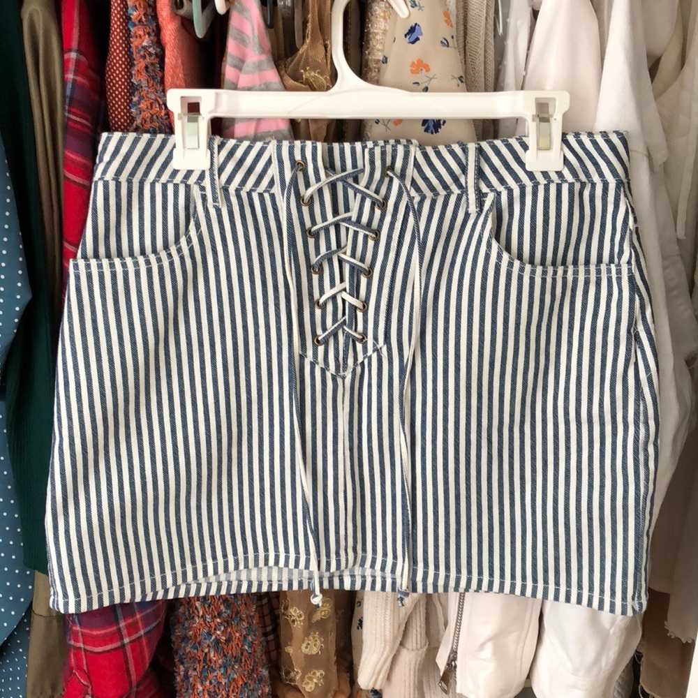 Pacsun striped lace up skirt